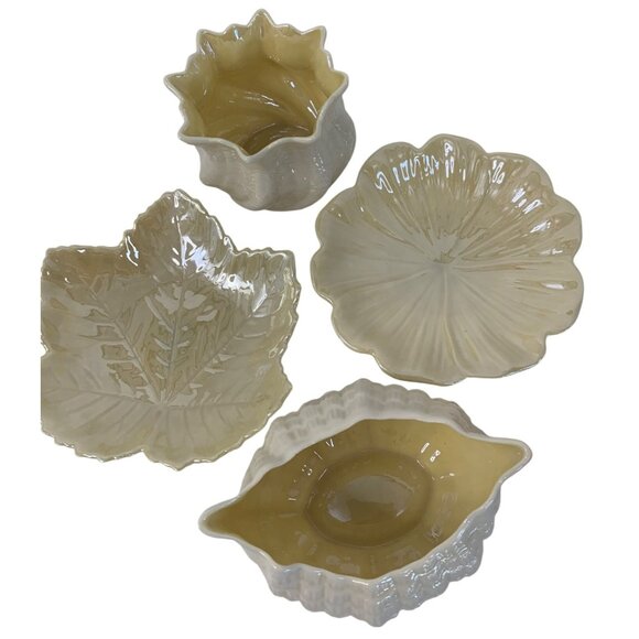 Lot Set Belleek Ireland Ceramic Bone China Dishes 4 piece Food Trinket 8806 EUC - Picture 1 of 12